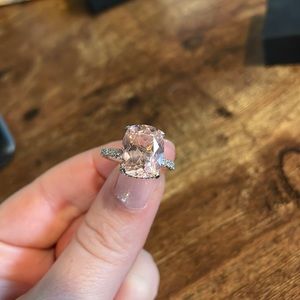 Cushion morganite engagement ring